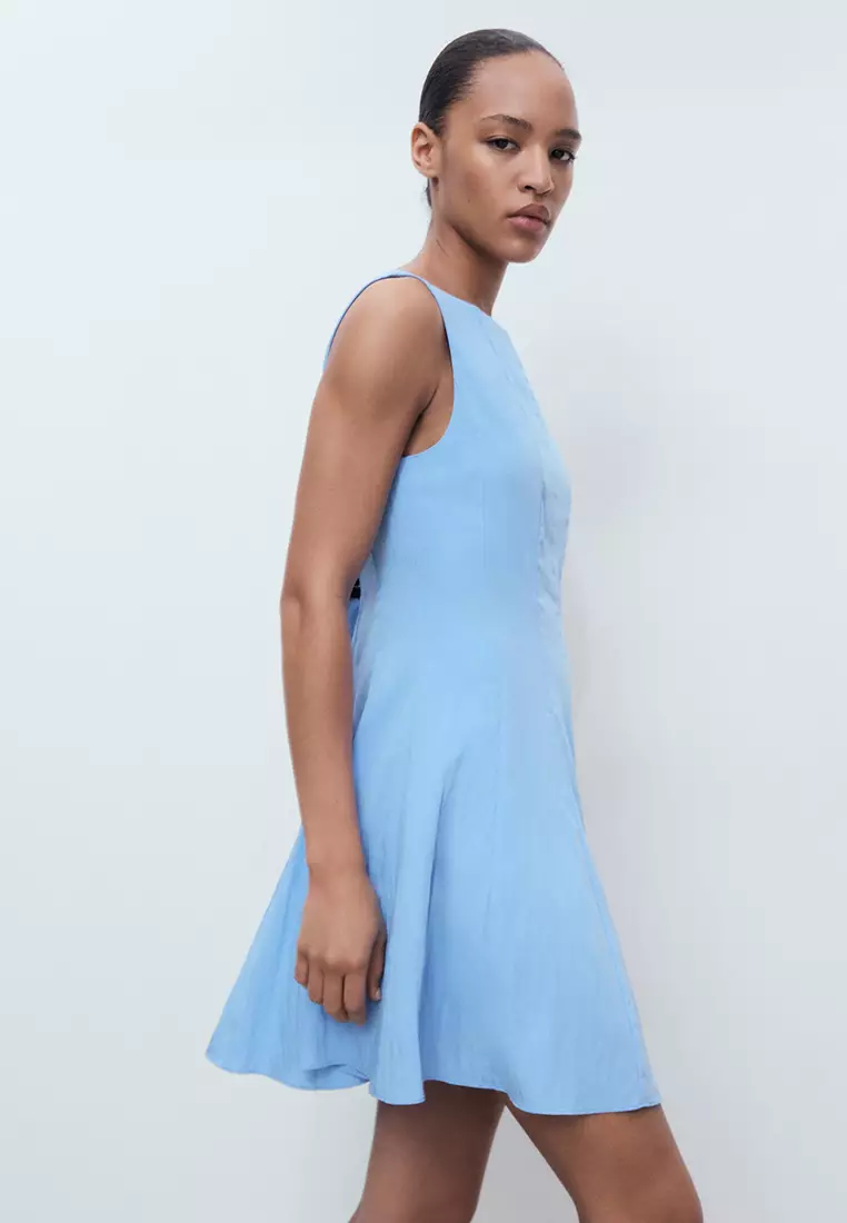 mango pleated short dress Tailored Sleeveless Pleated Mini Dress In Gray