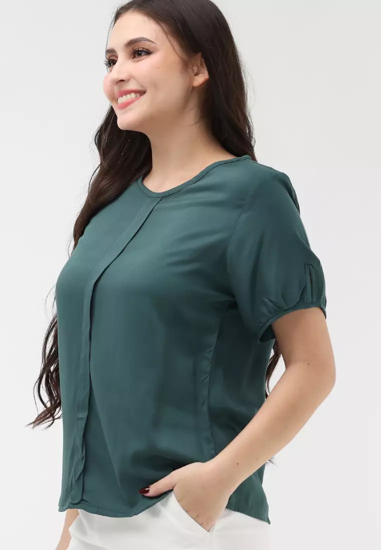Single Twill Woven Short Sleeves Blouse