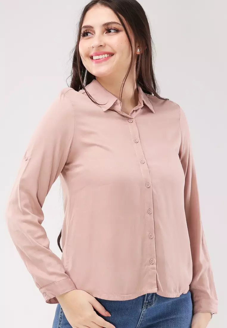 Single Twill Woven Long Sleeves Blouse