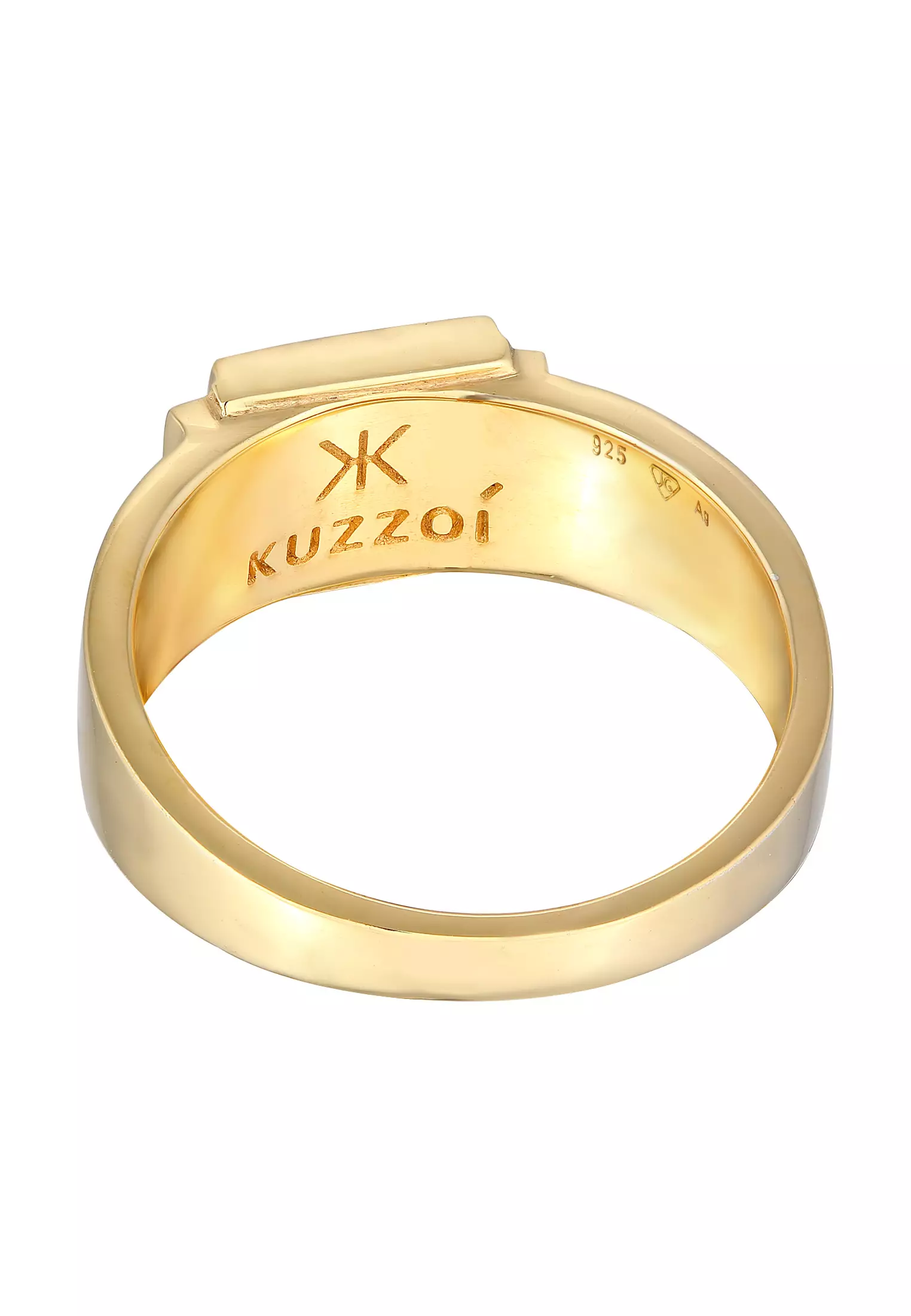 Ring Men Signet Square Matt Gold Plated