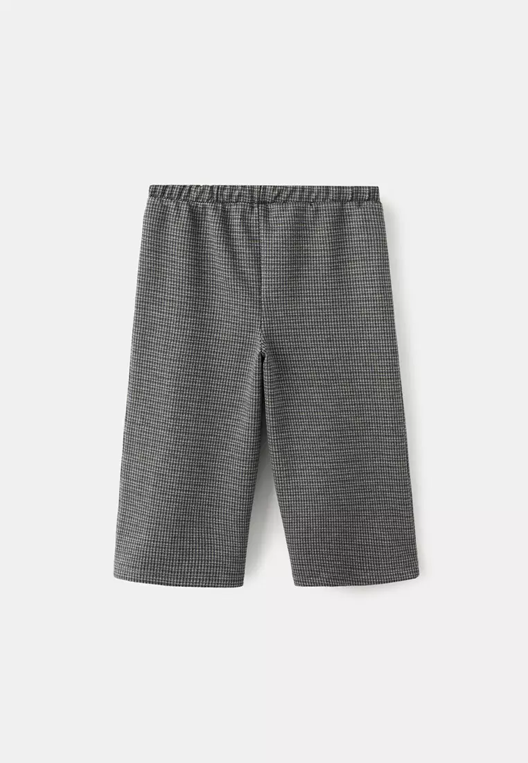 Houndstooth Print Straight Trousers