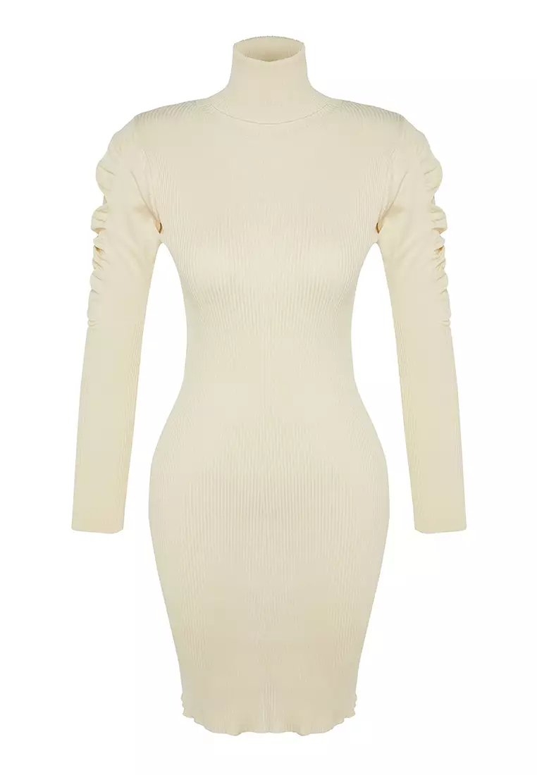 White turtleneck deals bodycon dress