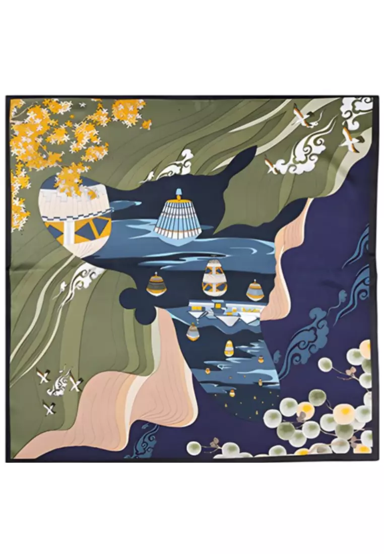 Luxury Silk Ladies' Large Scarf, Sun-Proof Crepe Satin, Premium Souvenir.