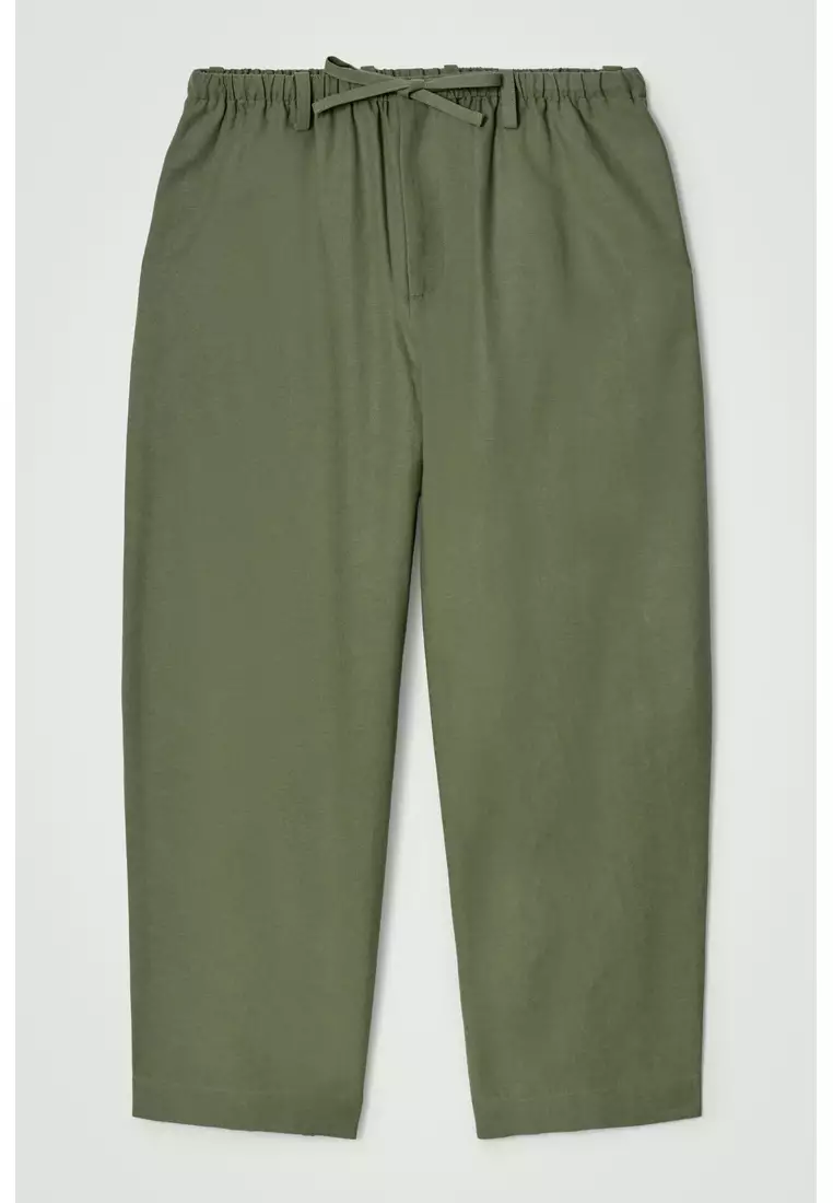 RELAXED-FIT BARREL-LEG DRAWSTRING TROUSERS