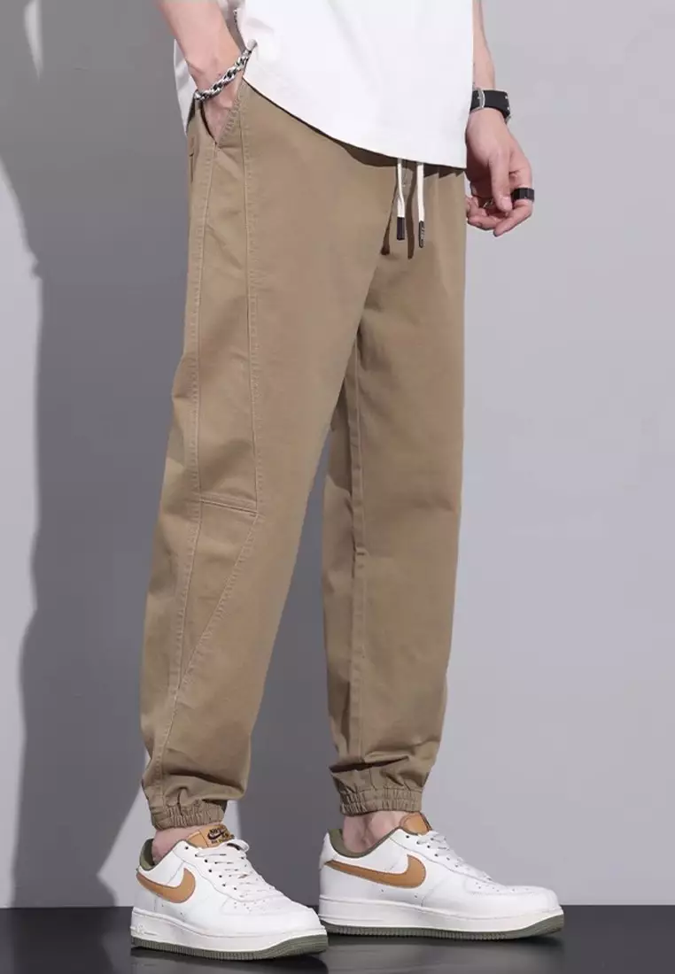 繫繩修腰束腳長褲