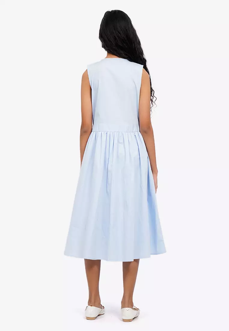 A-Line Sleeveless Pleated Dress