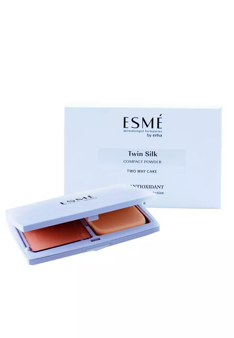 Erha Esme Twin Silk Compact Powder Light Ivory 13G - Bedak Padat