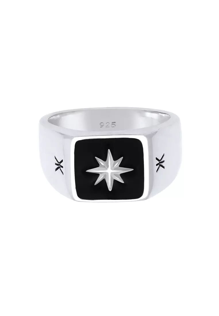 EXCLUSIVE Cincin Perhiasan Perak 925 Pria Signet Star Solid