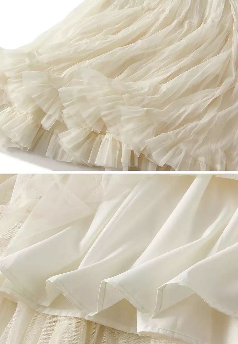 高腰褶皺網紗裙 AF0915