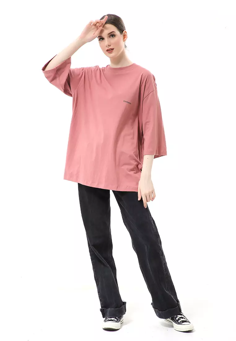 Wina Kaos Atasan Wanita Polos Basic Oversize - Dusty Rose