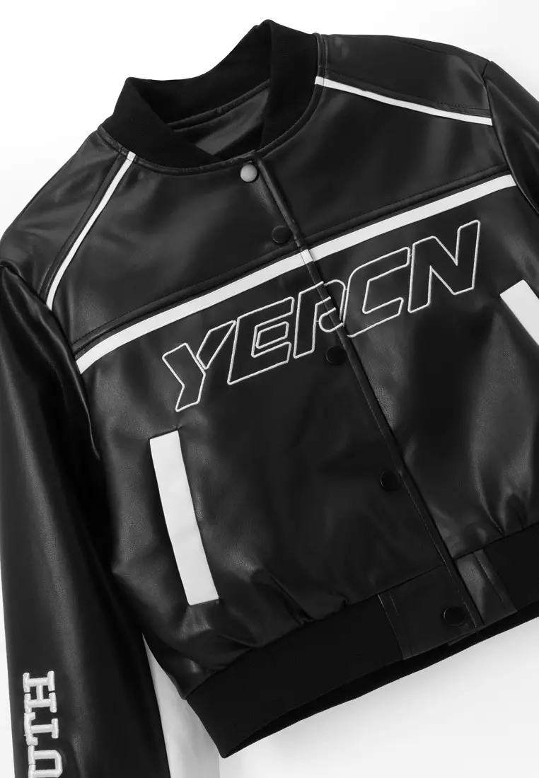 DRUM Women Faux Leather Jacket- Black