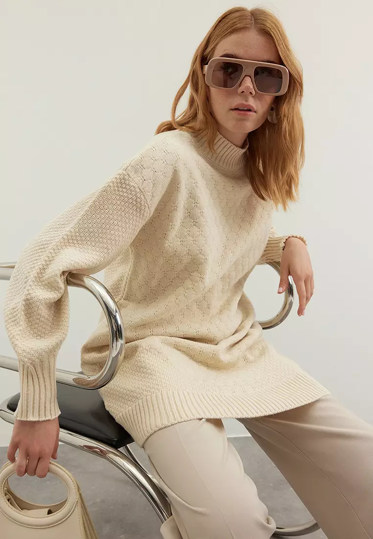 Honeycomb Pattern Knitwear Sweater