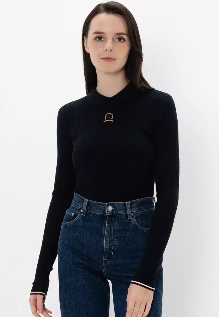 Cashmere Tommy Hilfiger Black Sweater V-Neck Jumper With Cashmere