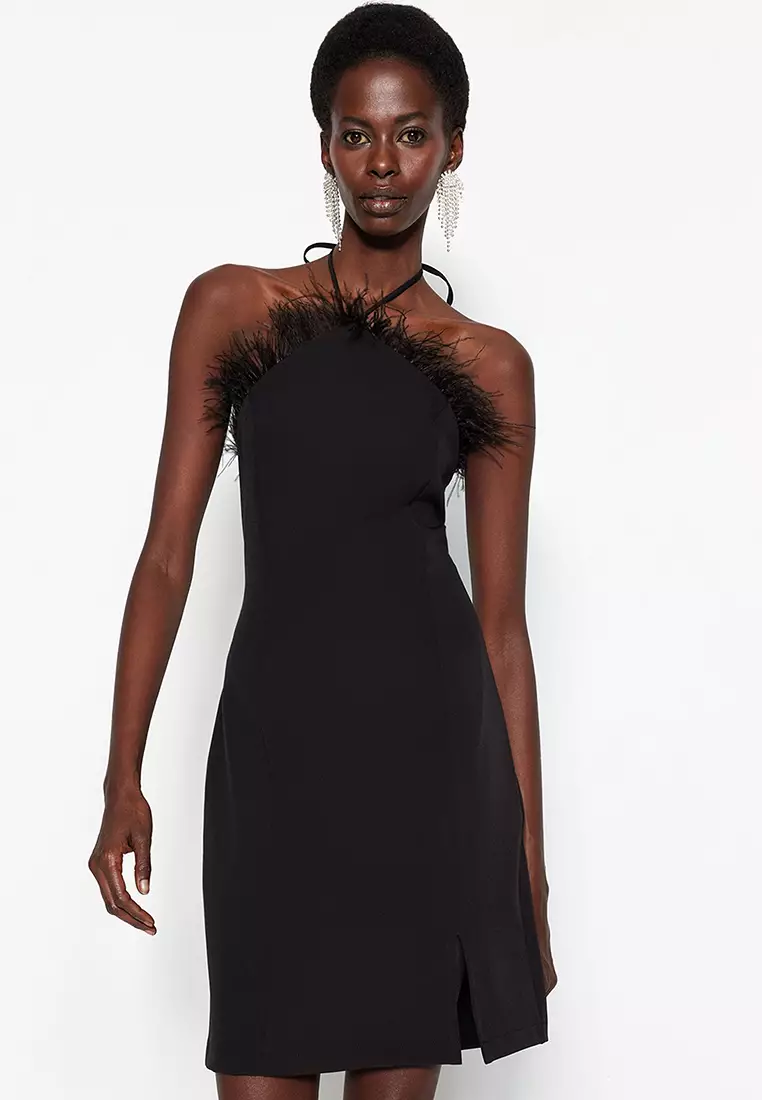 Black fitted 2025 halter dress