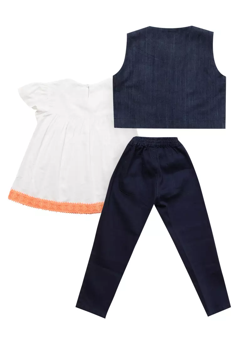 Girl Empire Top with Vest and Long Jeans