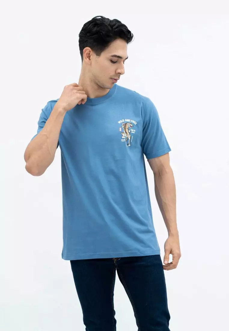 Houseofcuff T-shirt Kaos Motif Wild Pendek Steel Blue Size S-4XL