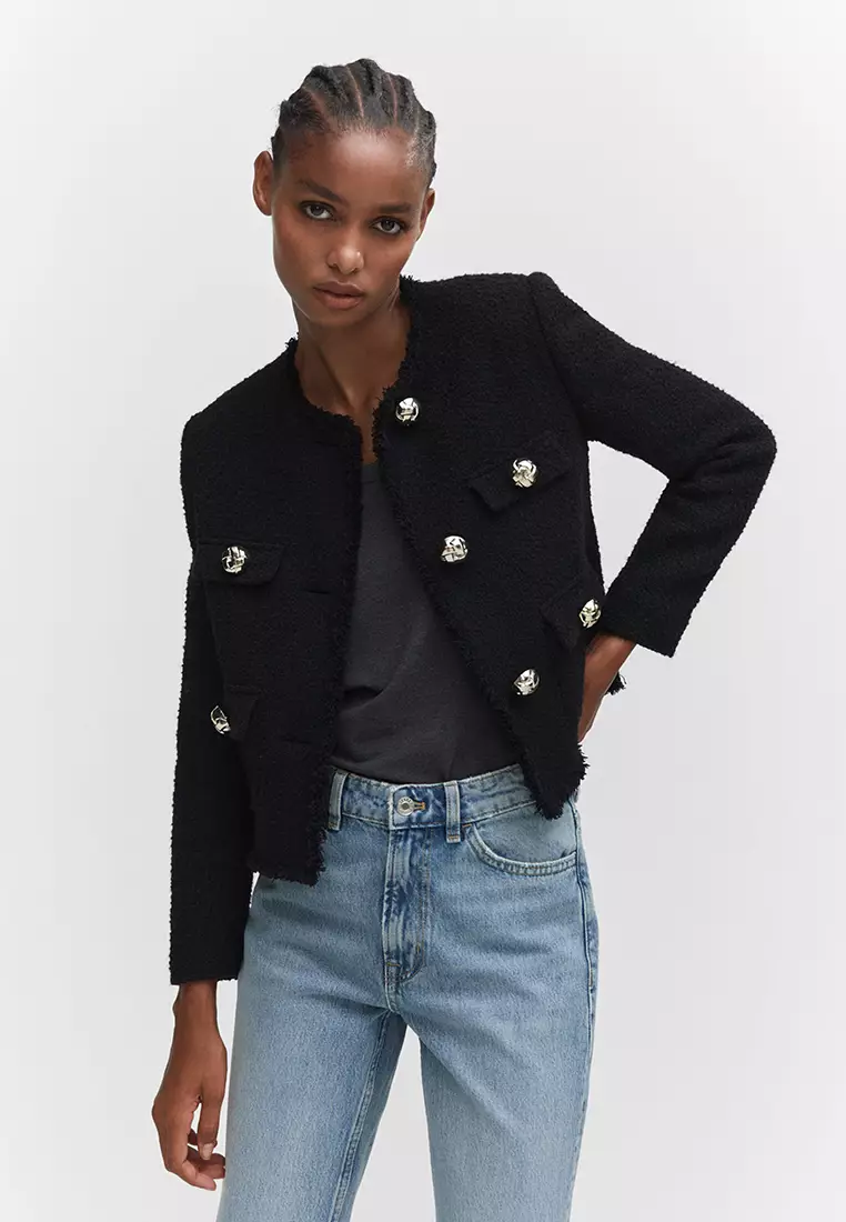 Mango straight pocketed coat cheap