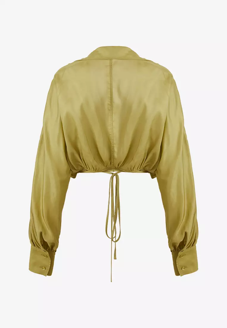 Lapel Collared Cropped Shirt