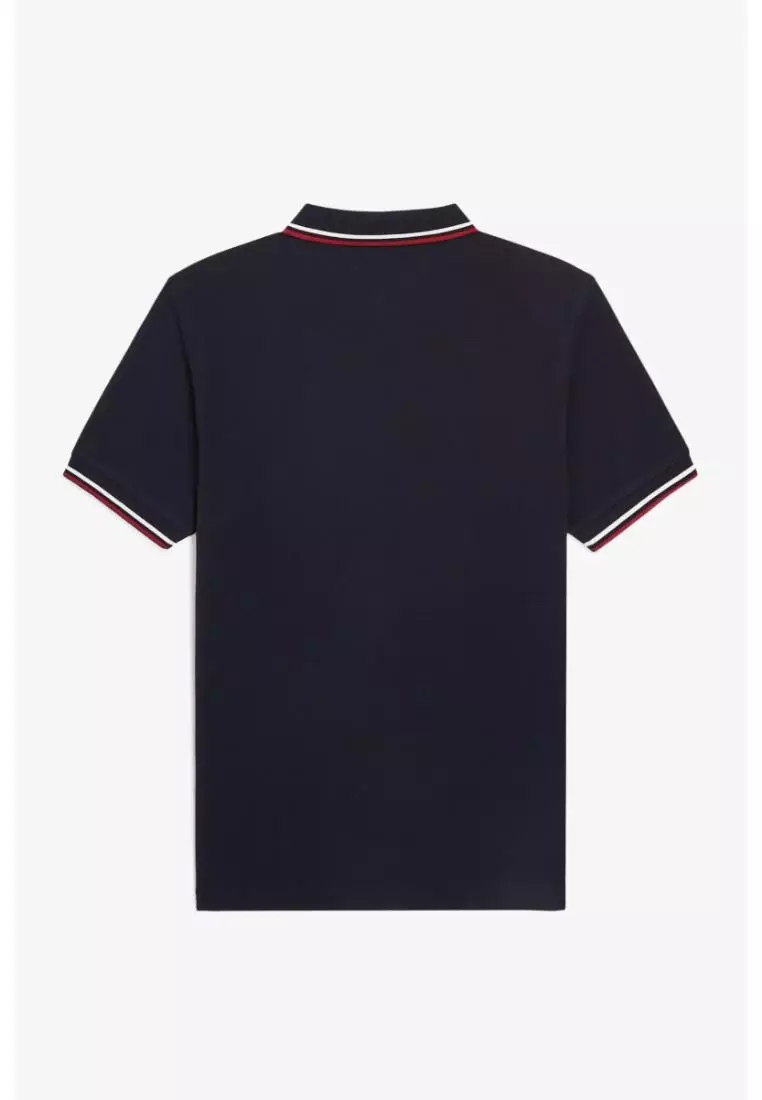 Fred Perry M3600 Twin Tipped Fred Perry Shirt (Navy / Snow White / Burnt Red)