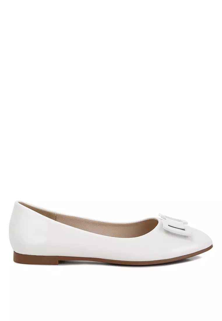 Discount on London Rag  shoes - SKU: Off White Embellished Flat Ballerinas