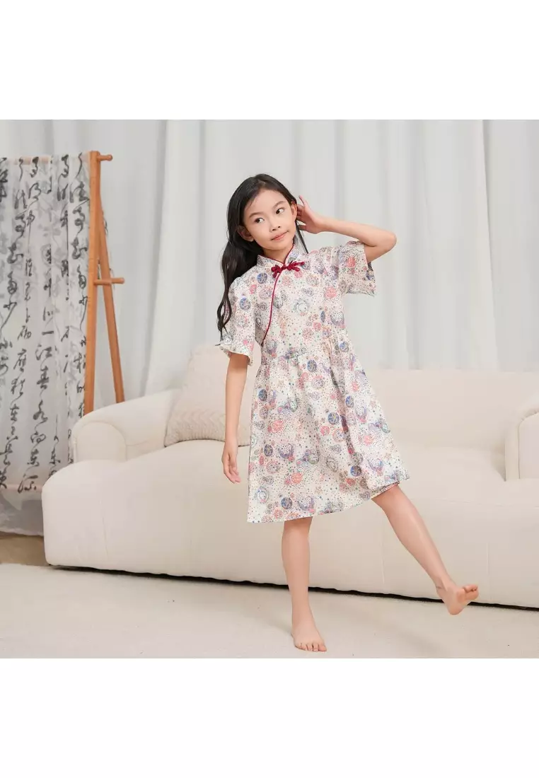 星星月亮女童漢服唐裝連衣裙0852