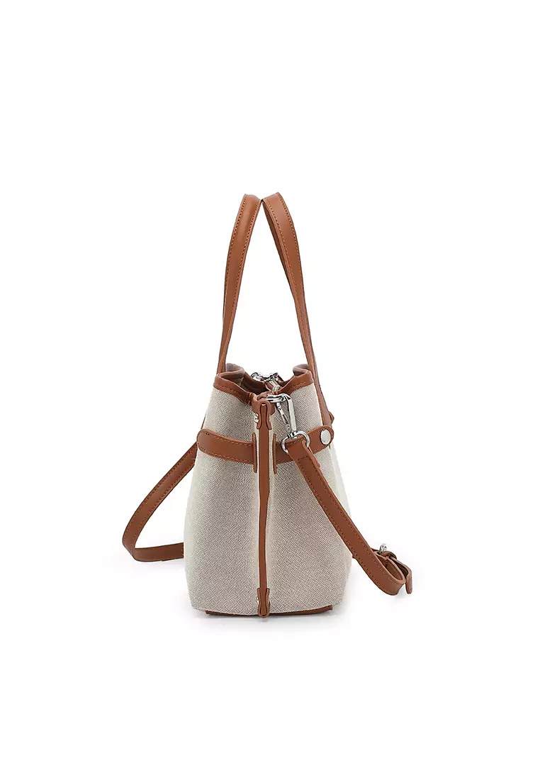 Women's Logo Top Handle Bag / Sling Bag / Crossbody Bag (Tas Selempang / Tas Tangan) - Cokelat