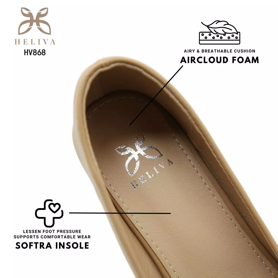 Heliva Lyla Mary Jane Shoes Accessoris Ribbon Gold Heel Chunky Sol 4cm HV868