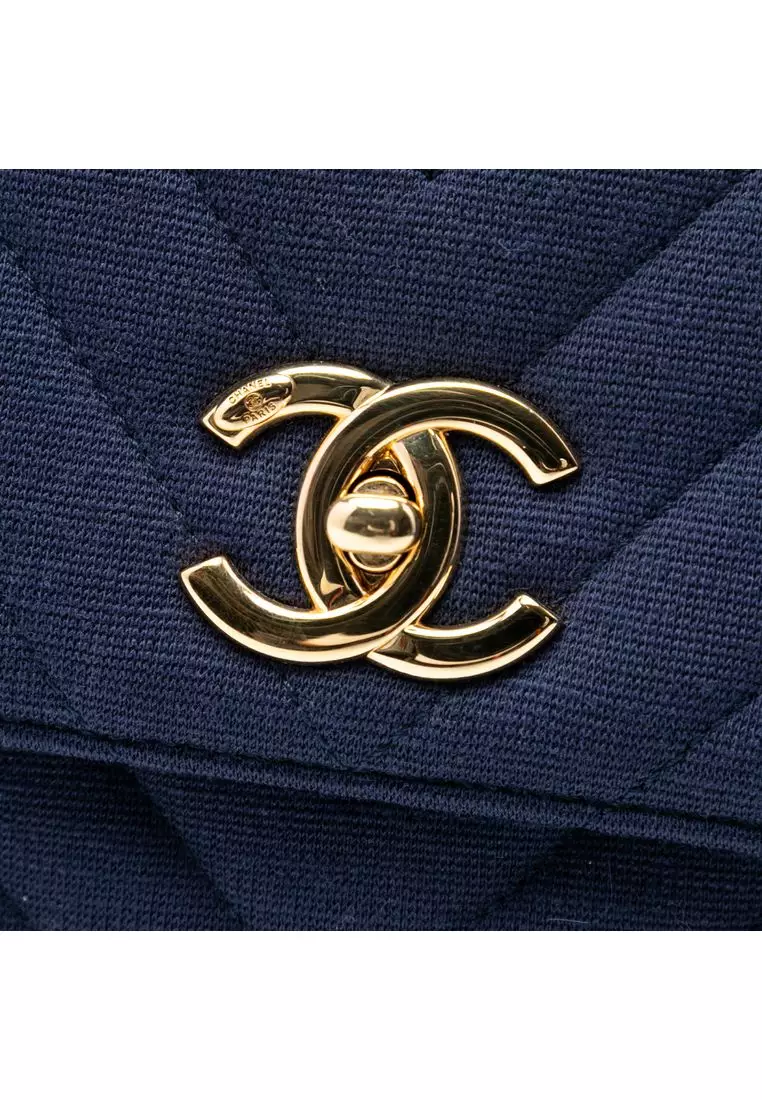 Pre-Loved Chanel Small Chevron Jersey Trendy Cc Top Handle Flap