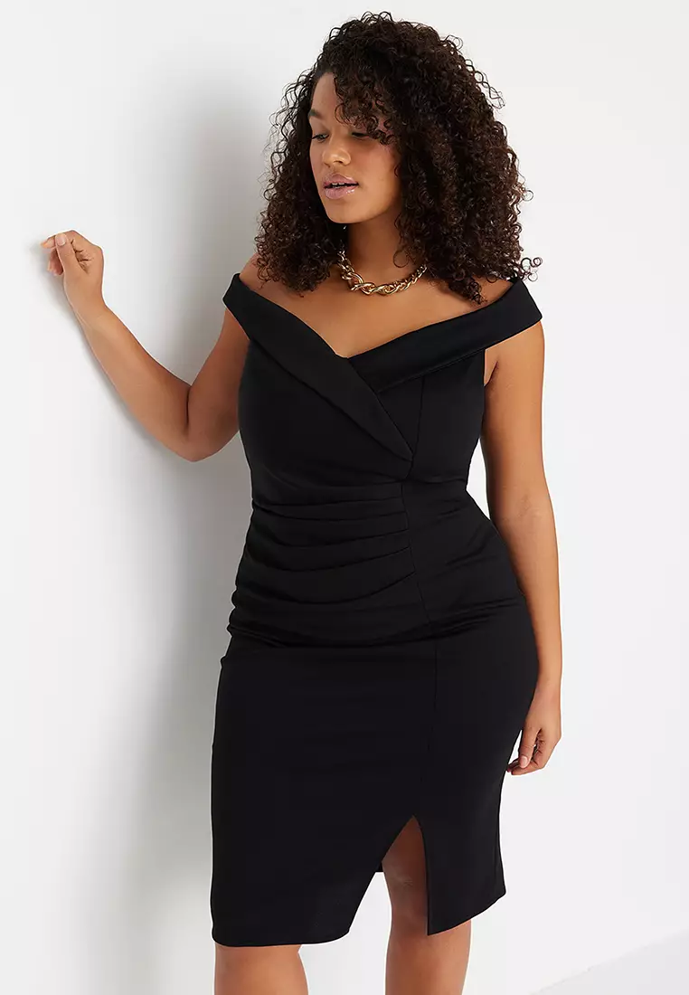 Plus Size Fitted Shirred Dress