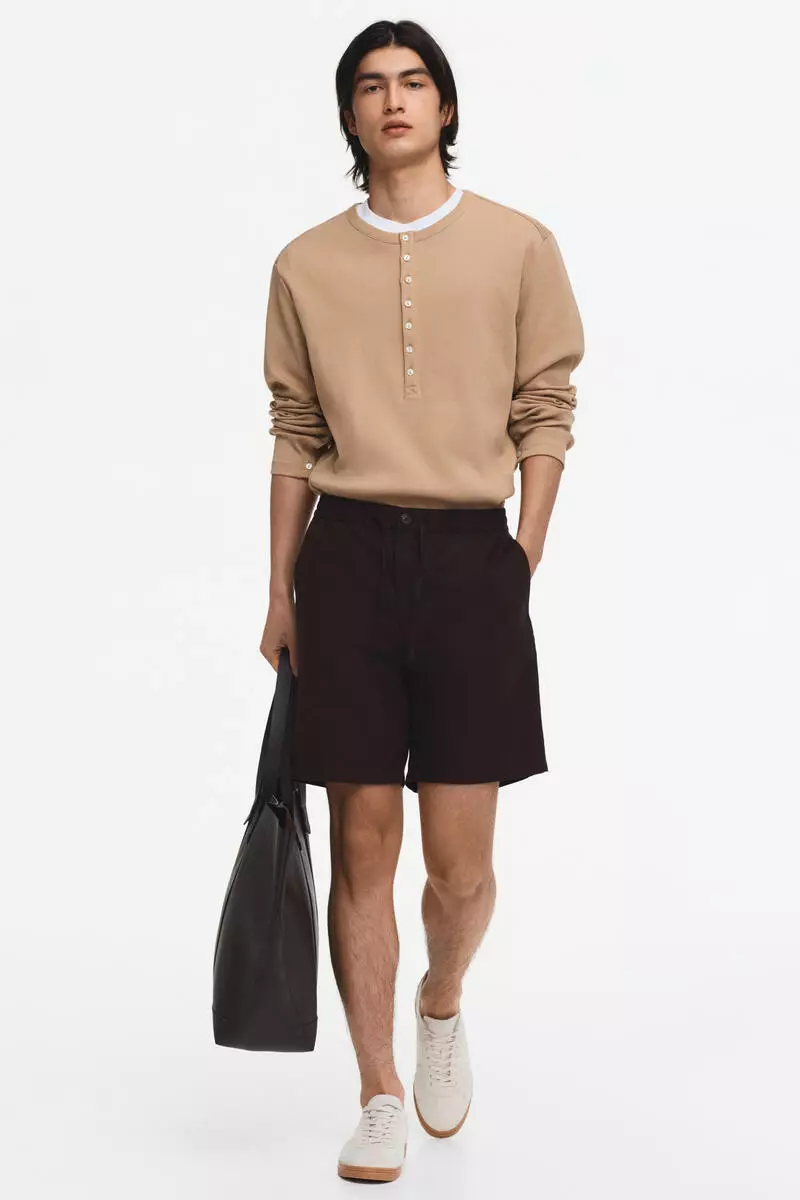 Regular Fit Linen-blend shorts