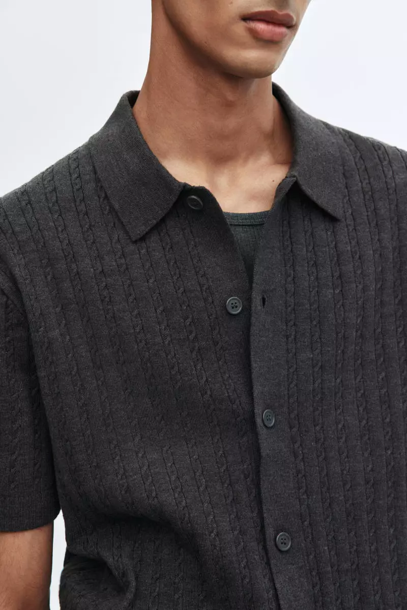 Regular Fit Cable-knit short-sleeved shirt