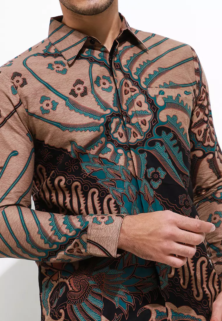 Dasarata ijo Kemeja Batik Pria Premium Slimfit Modern Lengan Panjang