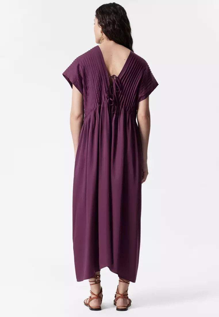 Pleated Dolman Midi Dress