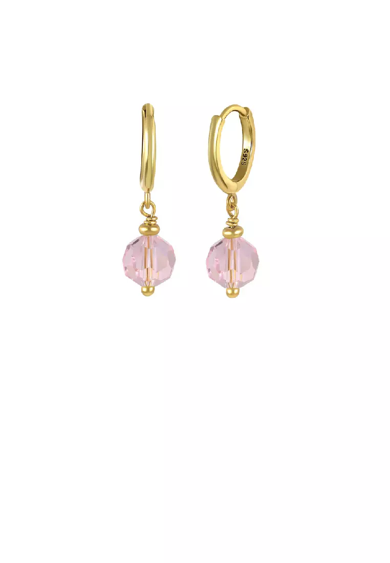 Gold earrings clearance with pink stones