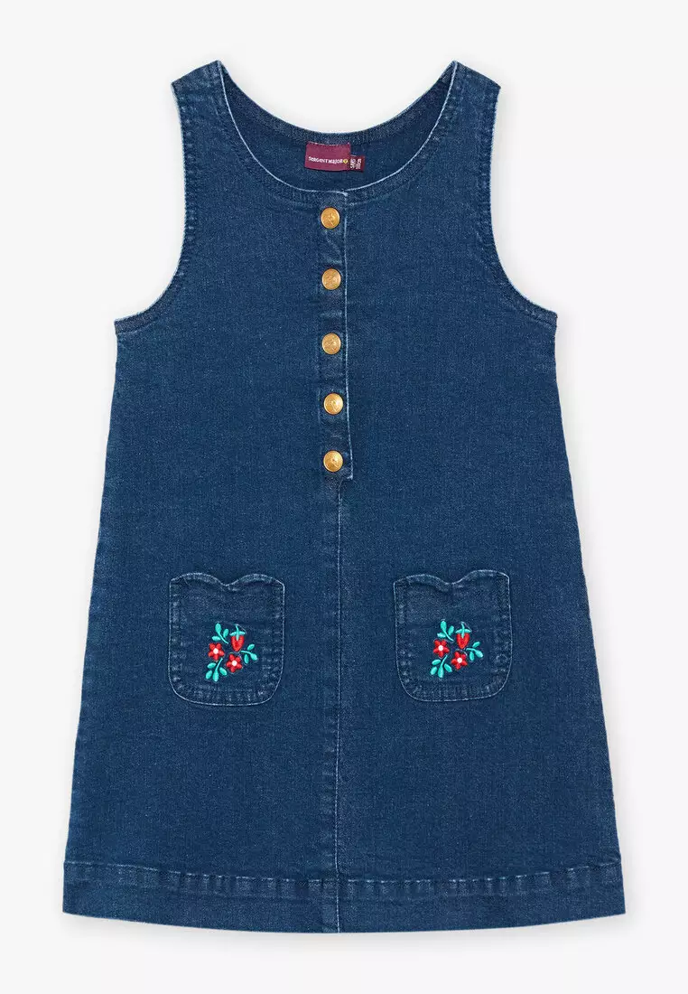 Denim jumper dress sales