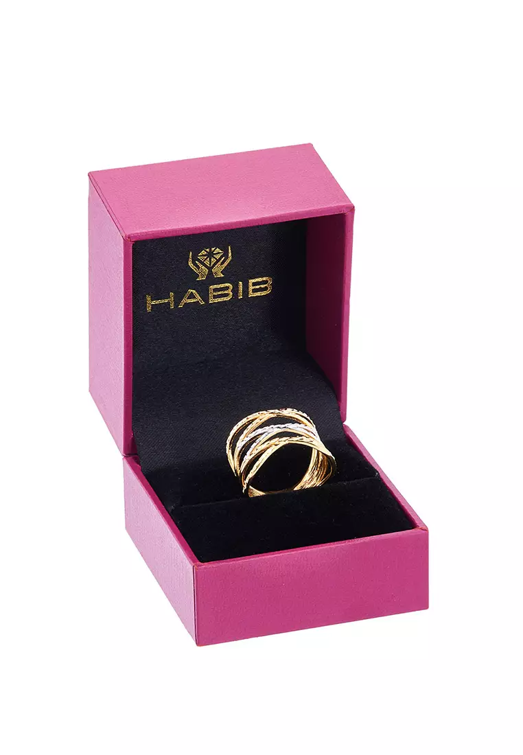 HABIB Oro Italia 916 Yellow, White and Rose Gold Ring GR47780222-TI (22K Gold)