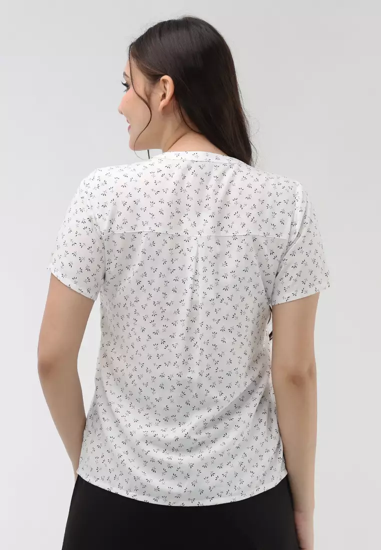 Woven Printed Rayon Short Sleeves Blouse