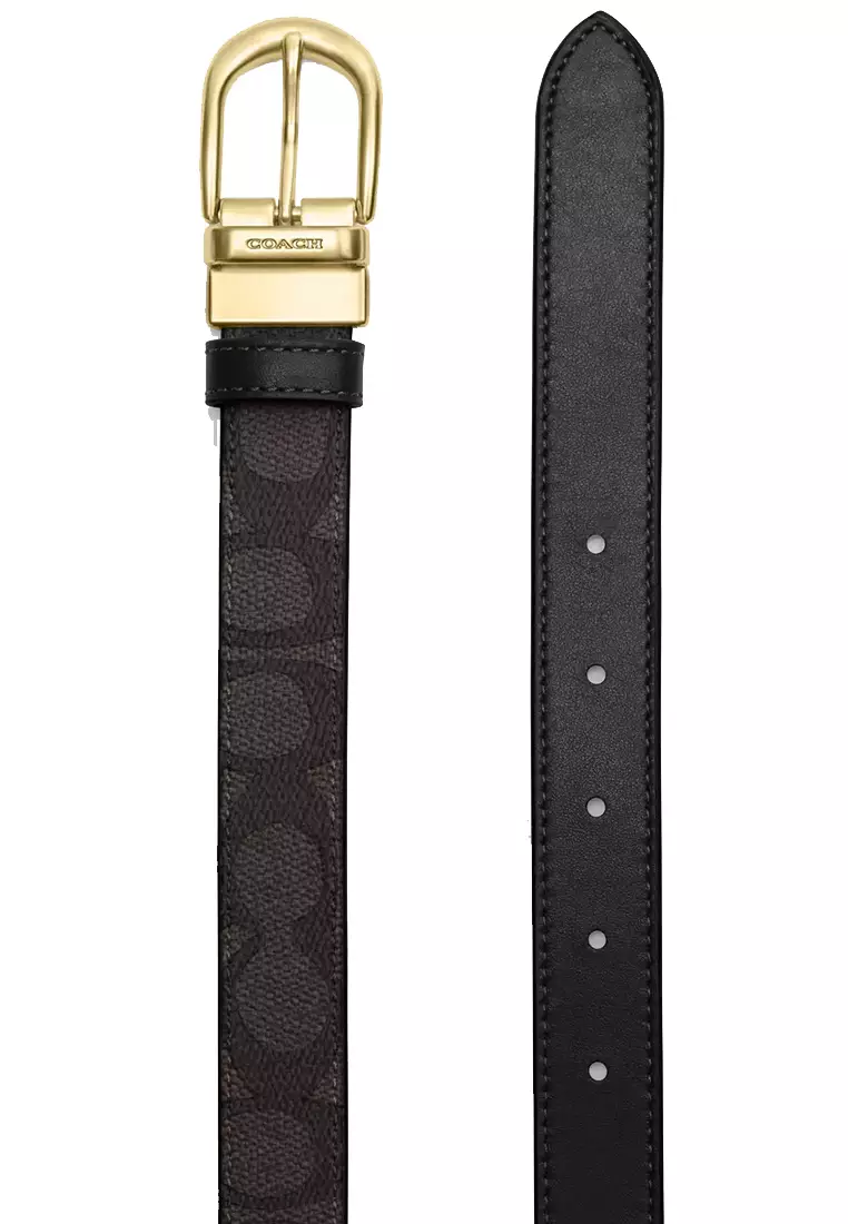 Harness Buckle Cut To Size Reversible Belt, 25 Mm in Walnut/ Black CX057