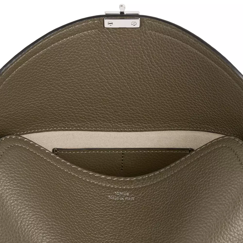 T-Lock Grained Leather Clutch Bag Dark Taupe