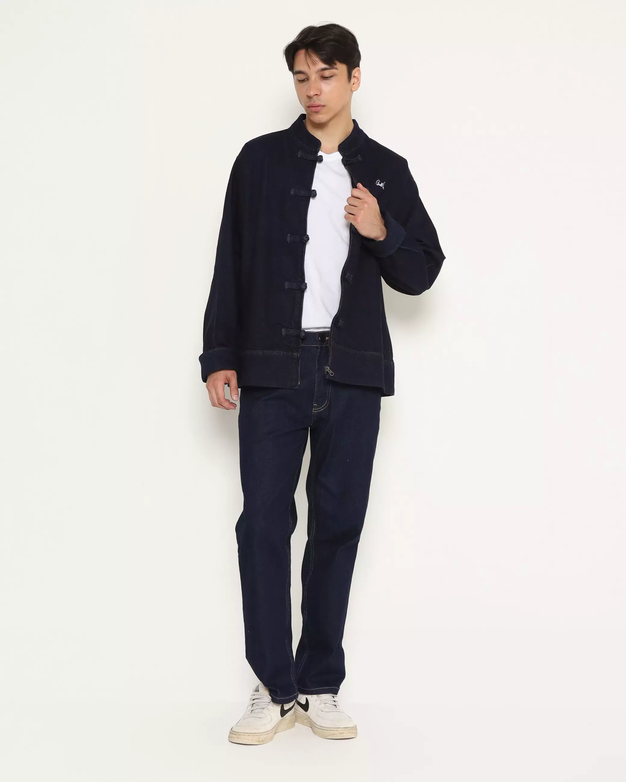 MEN'S BLUE CNY DENIM CHEONGSAM