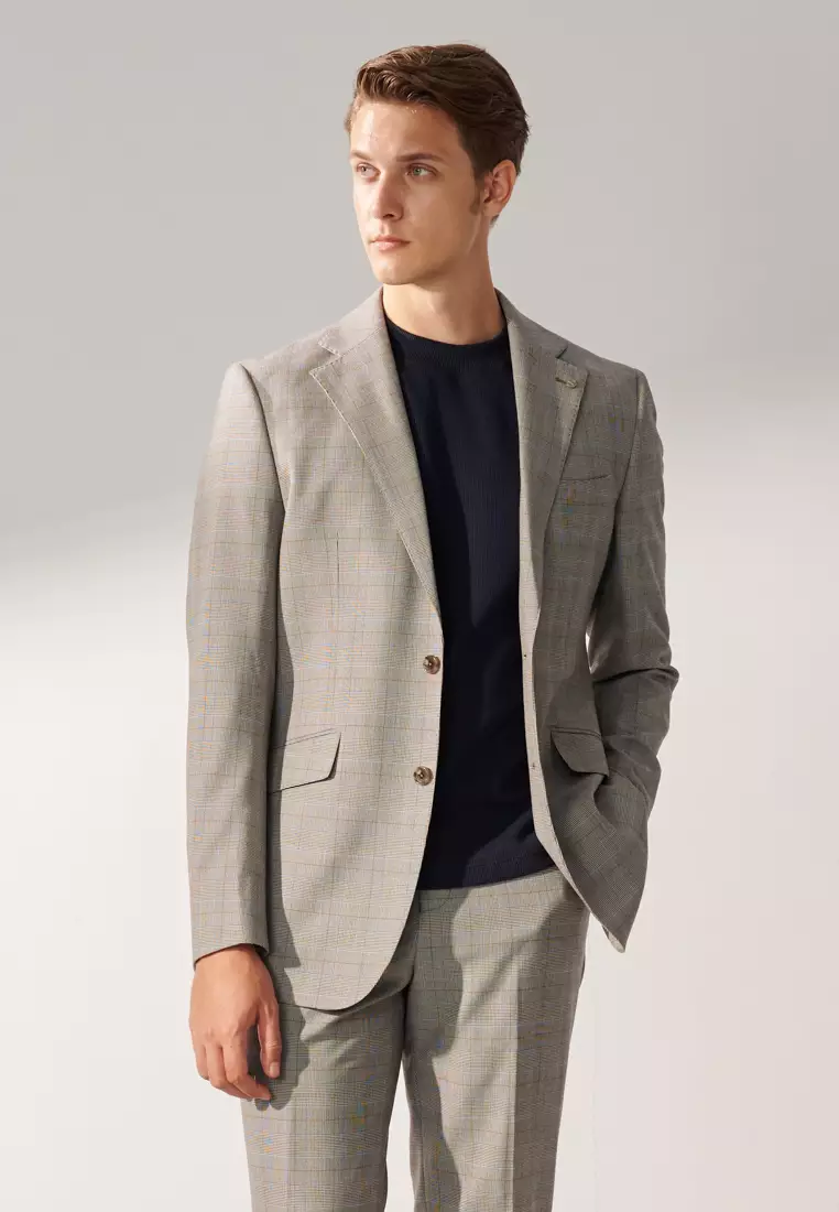 Grey Wales Check Slim Suit