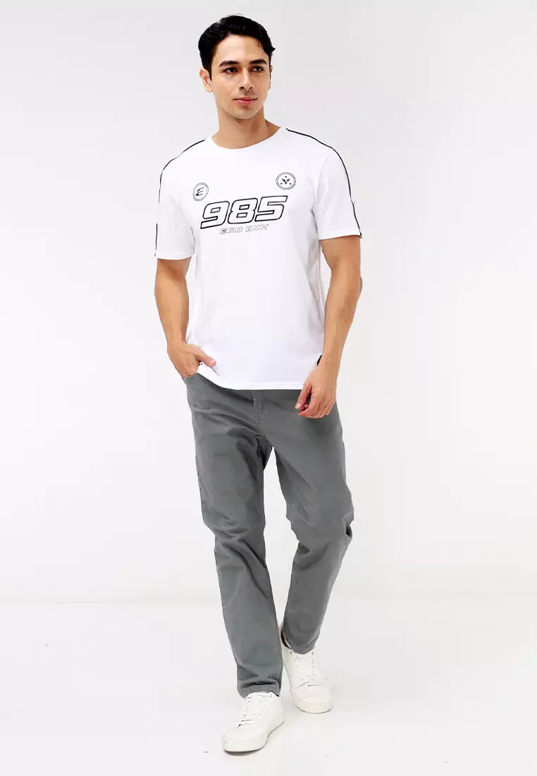 Round Neck Streaky Short Sleeves T-Shirt