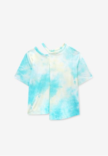 Jual Pomelo Asymmetric Neck Tie Dye Tee Green Original Zalora Indonesia