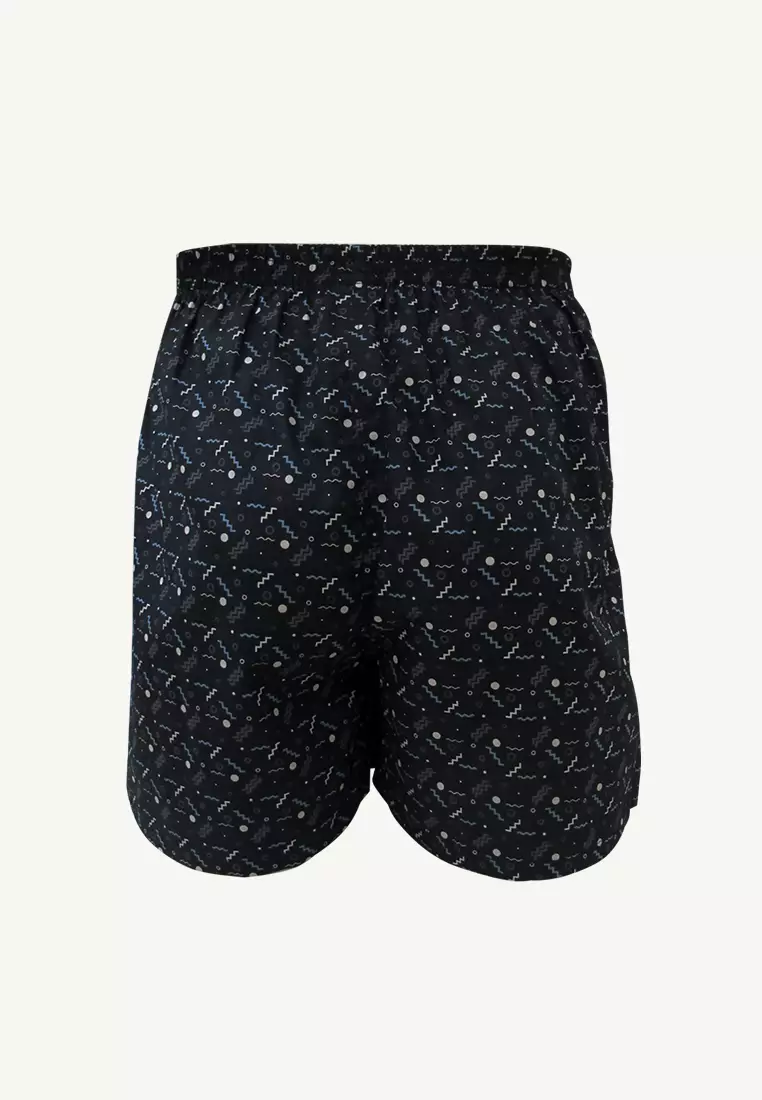 iCE Men Woven Boxer Shorts Wiggly - Black/Wiggle Print (SinglePack)