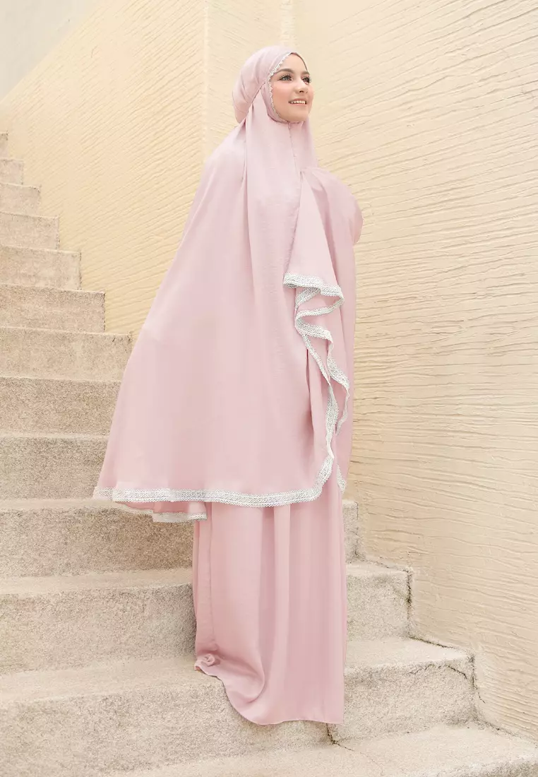 Ataya Prayer Set | Mukena Renda 2in1 - Carnation Pink