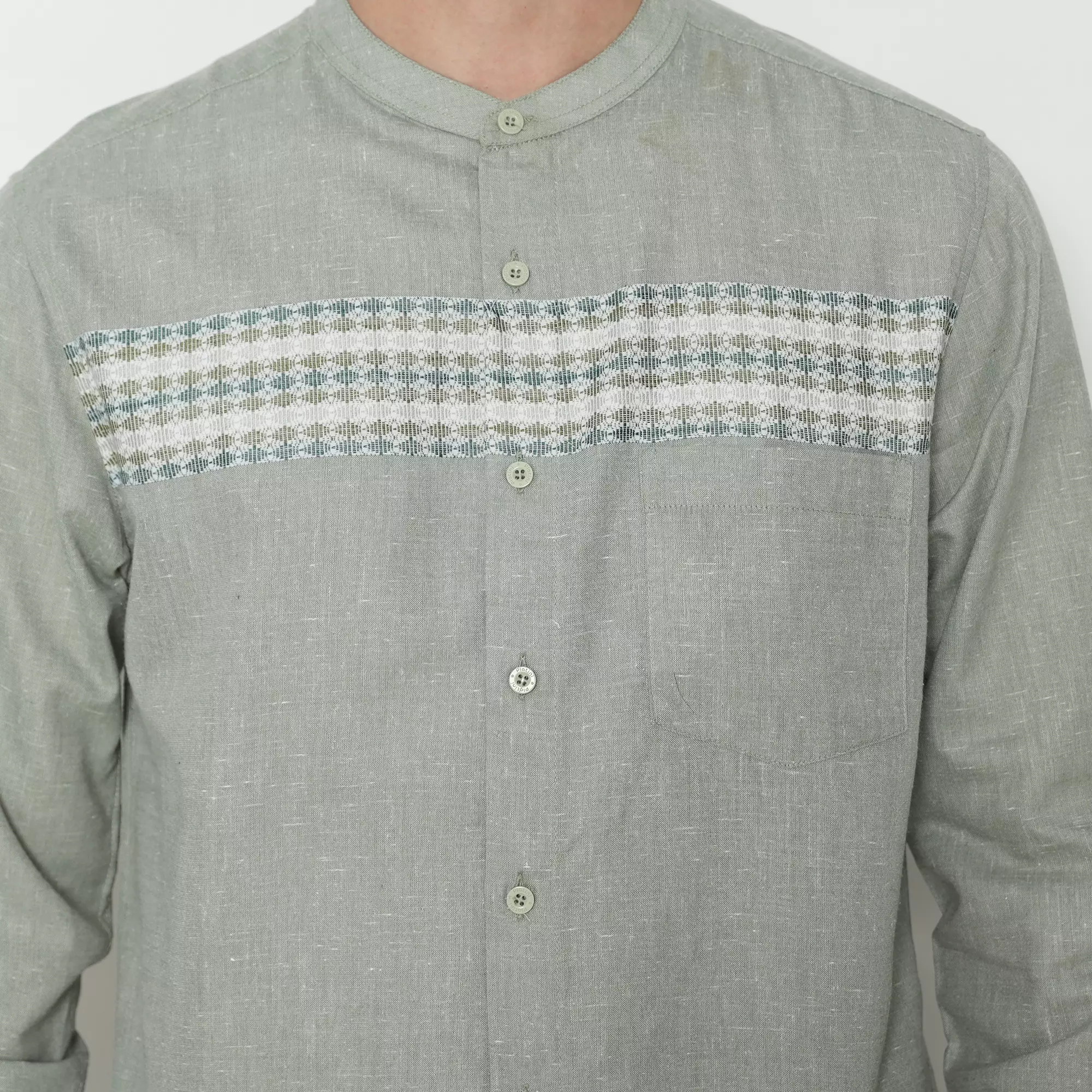 Platini Kemeja Koko Pria Lengan Panjang Katun Sage Green 961303.52