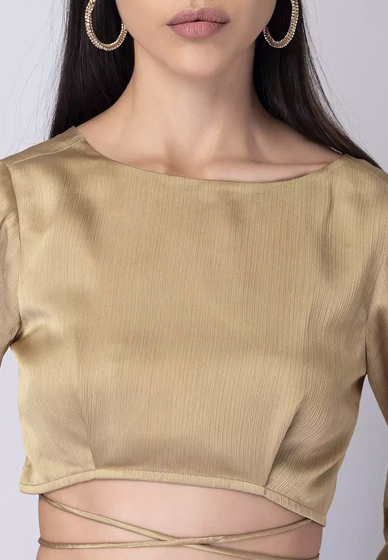 Gold Midriff Flossing Top and High Waist Pants Co-ord Set