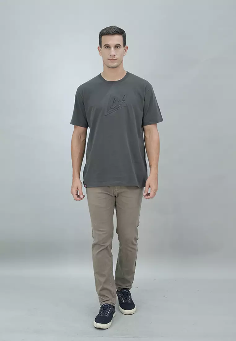 LGS Street - Kaos Casual Pria Lengan Pendek Motif Gambar Sablon Warna Abu-Abu Regular Fit - ST.30.H076.009.C