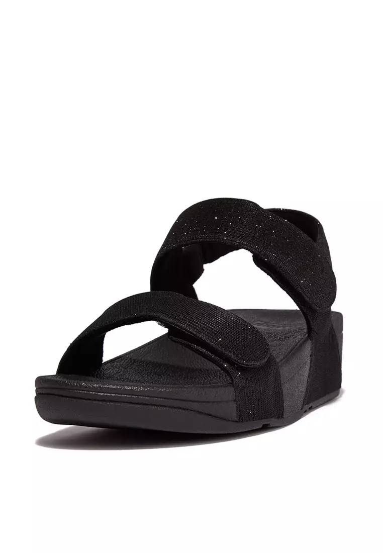 FitFlop LULU Adjustable Shimmerlux Back-Strap Sandals - All Black (GA2-090)