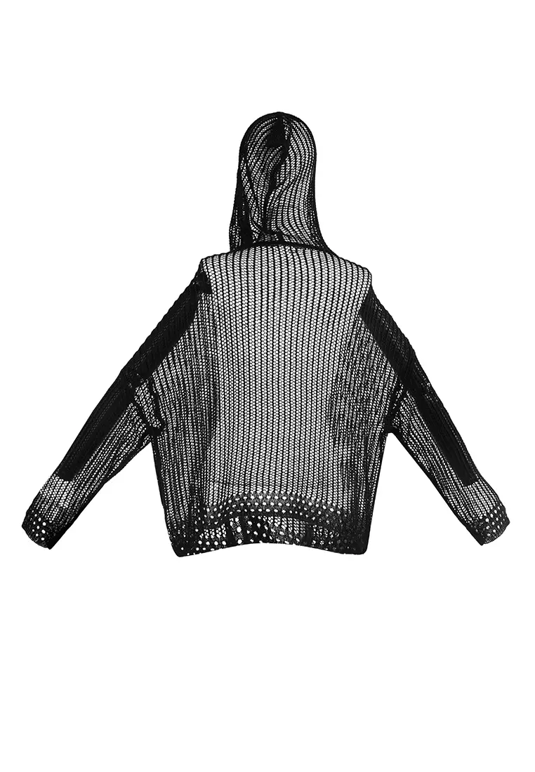 Black Netted Hoodie